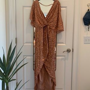 ASOS scatter sequin knot front kimono dress